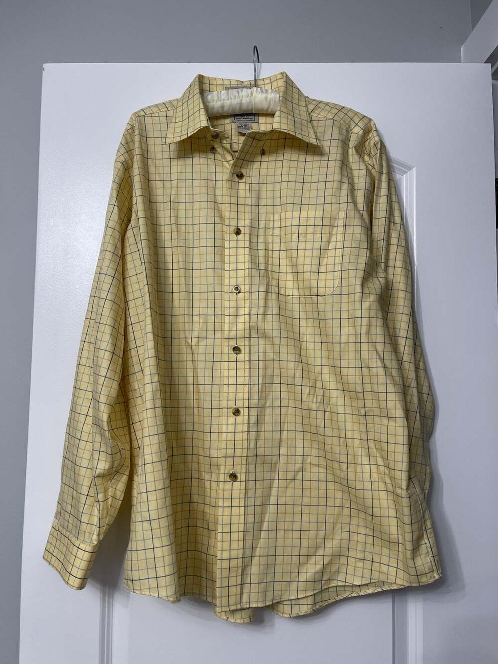 LL Bean Mens Large Shirt Button Down Long Sleeve Pocket Yellow Gorpcore Casual